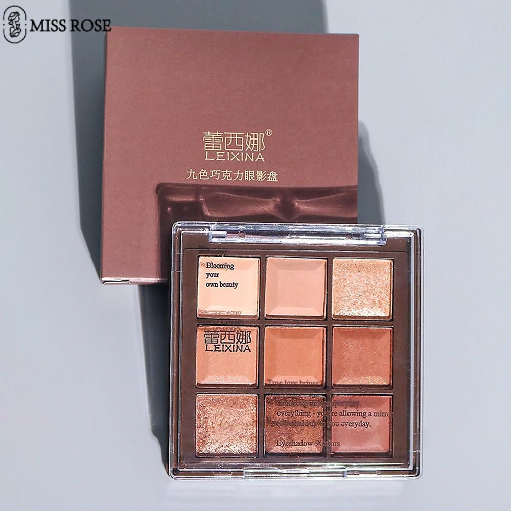 Bảng Phấn Mắt Miss Rose Lecena Chocolate Nine-square Eye Shadow Plate Glitter Pearlescent Matte Eart