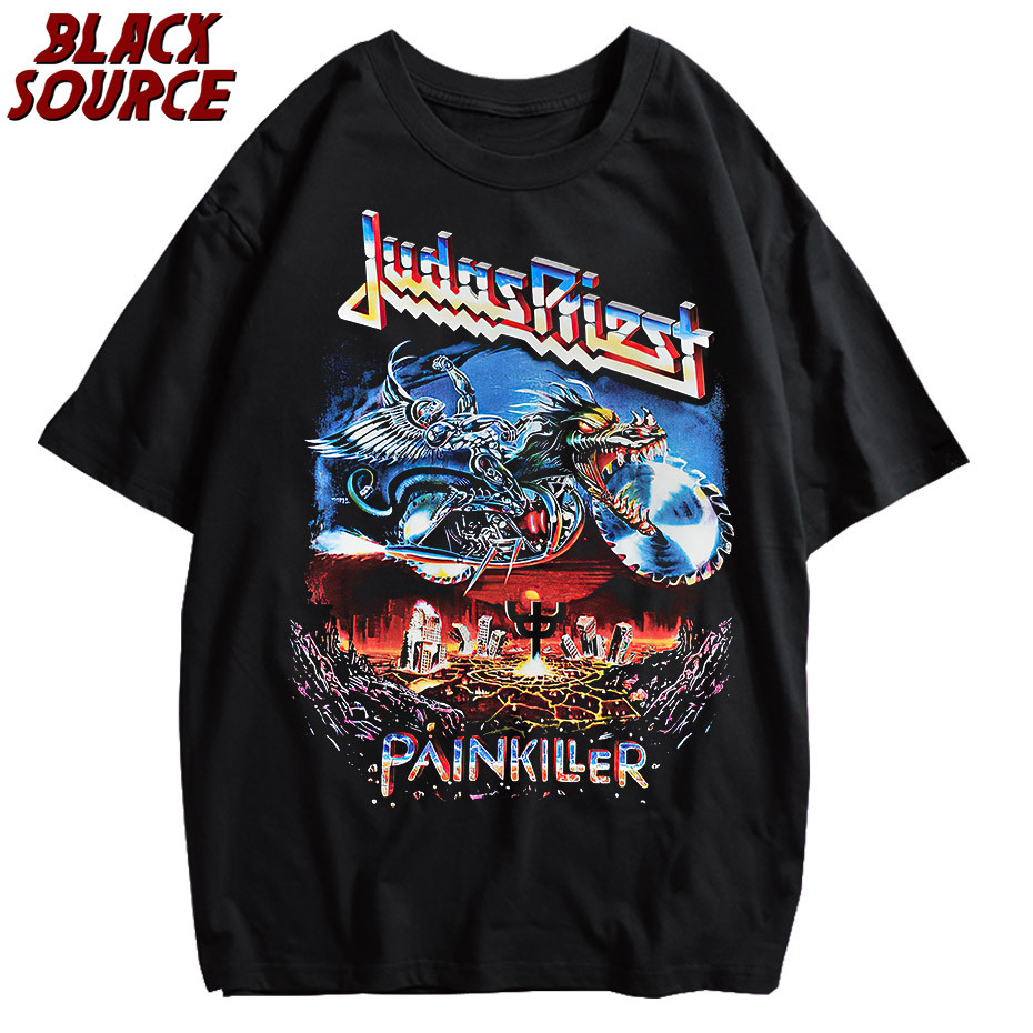 Bán Áo Thun Nam Metalpunk Ban Nhạc Judas Priest 100% Cotton, Phù Hợp Dạo Phố