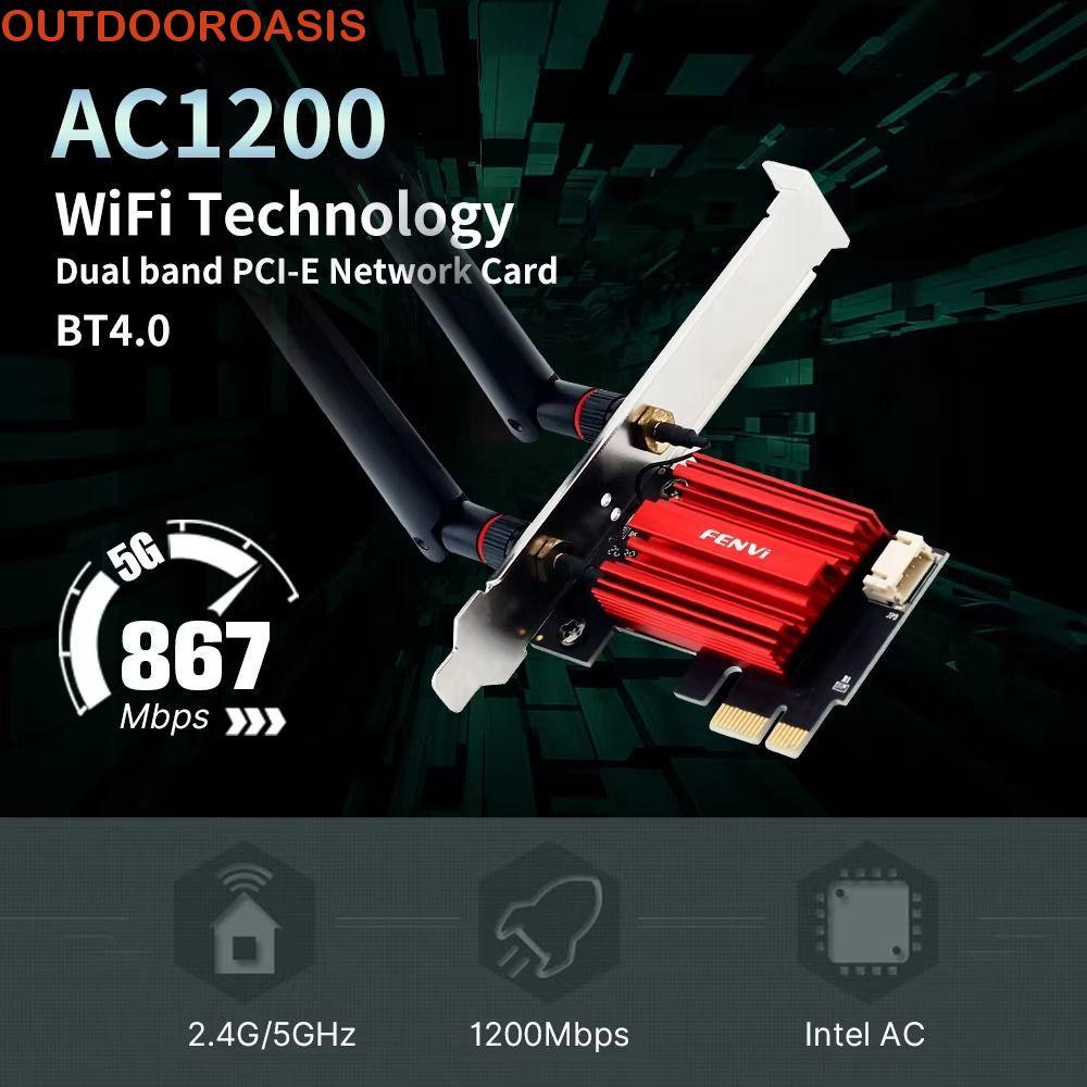 Card mạng không dây OUTDOOROASIS, Bộ chuyển đổi WiFi WiFi WiFi 5 AC1200 PCIE, Bộ chuyển đổi Wifi USB