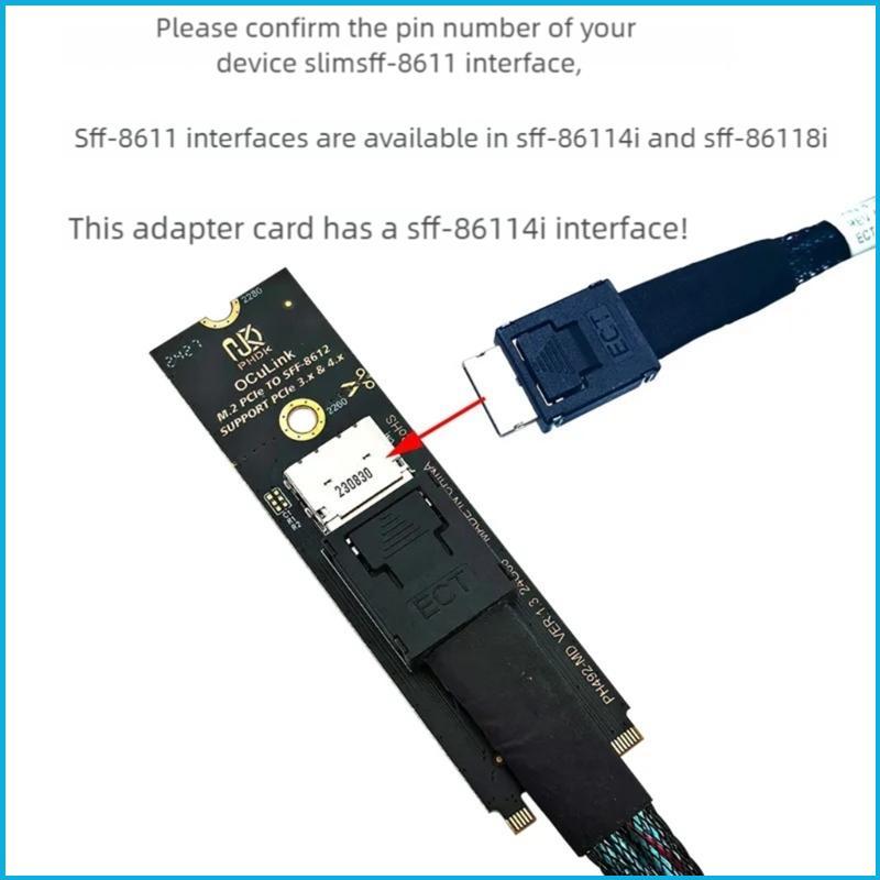 Utake M 2 NVMe To OcuLink SFF-8611 SFF-8612 Adapter Card Cho U 2 U 3 SSD Lắp Đặt Với PCIe4 0 Hỗ Trợ