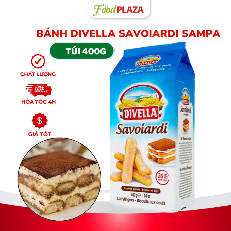 Bánh Divella Ladyfingers SAVOIARDI Sampa - Gói 400g Nhập Khẩu Ý, Chuyên Làm Tiramisu, Mềm Xốp Thơm N