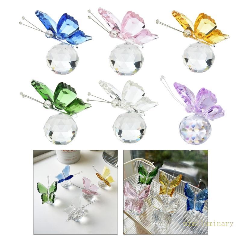 Tượng hình bướm pha lê IVY có đế thủy tinh Tượng động vật bướm