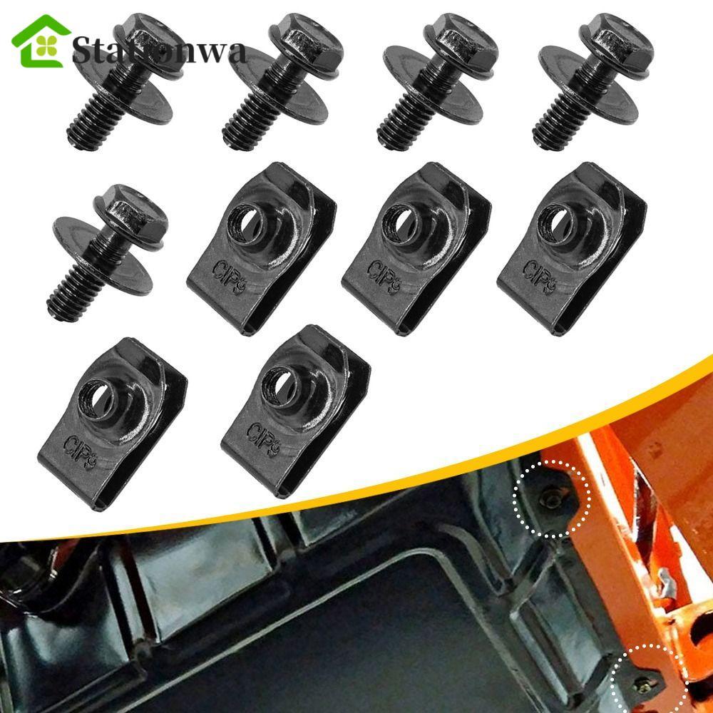 STATIONWA 5 / 10 chiếc Bu lông thân xe, 6MM Splash Shield Guard Kẹp đai ốc ô tô, Splash Shield Guard