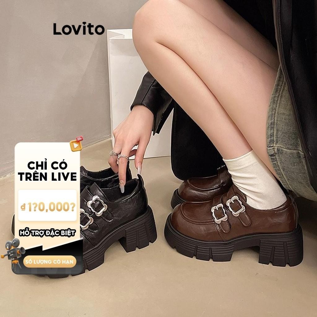 (Live Hosts' pick)Lovito Giày Mary Jane đế dày cổ điển, ngọt ngào, mát mẻ, quai đôi theo phong cách 