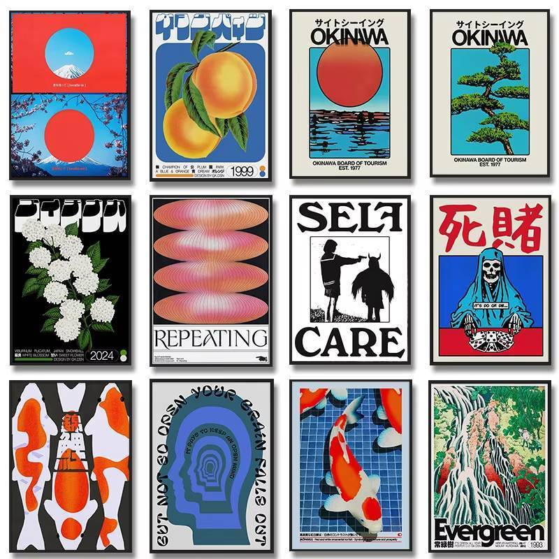 Nhật Bản Okinawa Du Lịch Cây Liễu Xanh Áp Phích Không Khung Tranh Canvas Trừu Tượng Mở Tâm Trí Của B