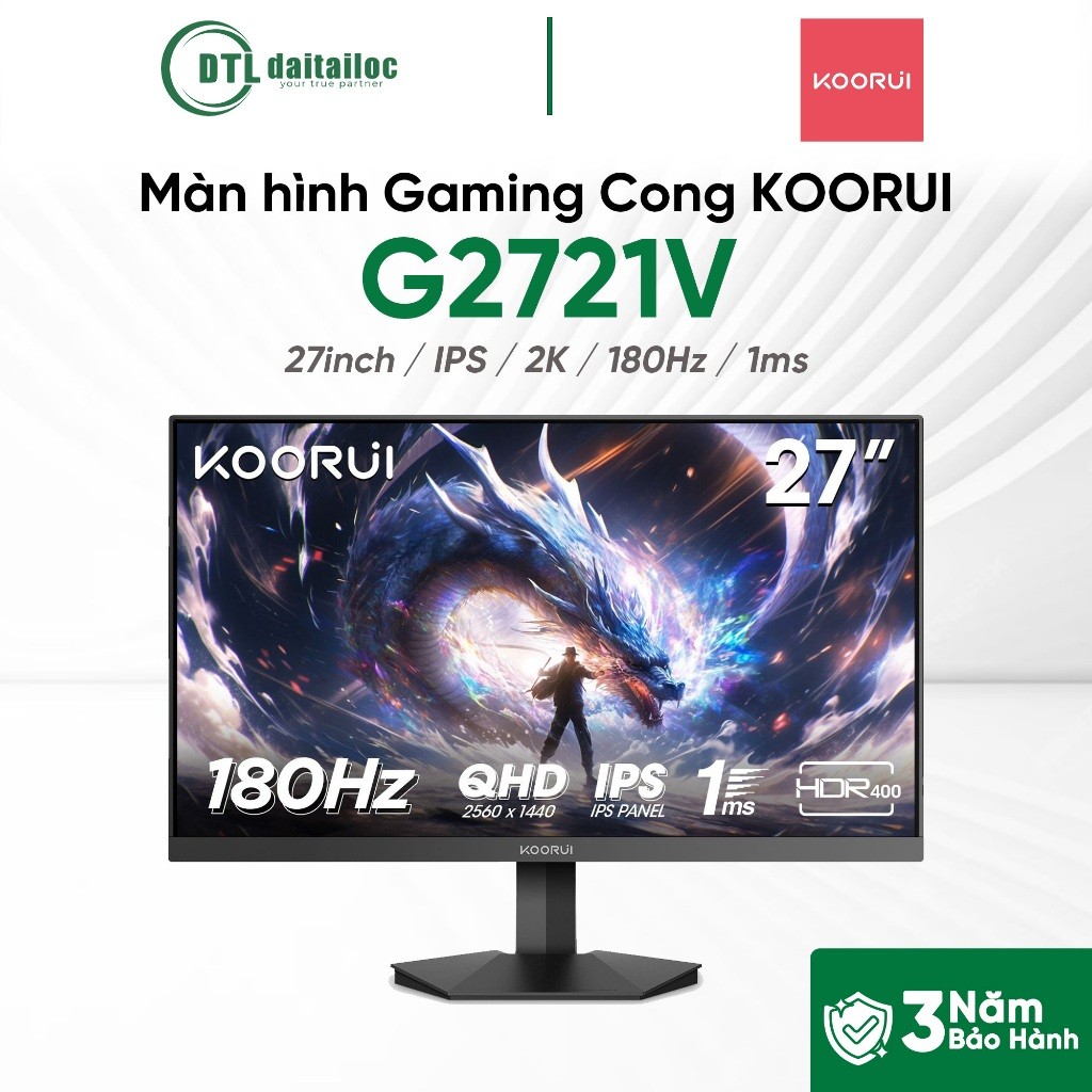 Màn hình Gaming KOORUI G2721V 27inch IPS 2K 180Hz 1ms I Chính hãng I Bảo hành 36 tháng