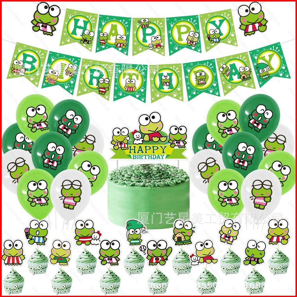 BS1 ếch xanh Chủ đề trẻ em trang trí tiệc sinh nhật biểu ngữ bánh topper bóng cung cấp SB1