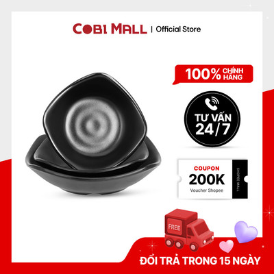 Dĩa nhựa TP 2 ngăn đựng nước chấm melamine chống bám mùi - Đen - Cobihome
