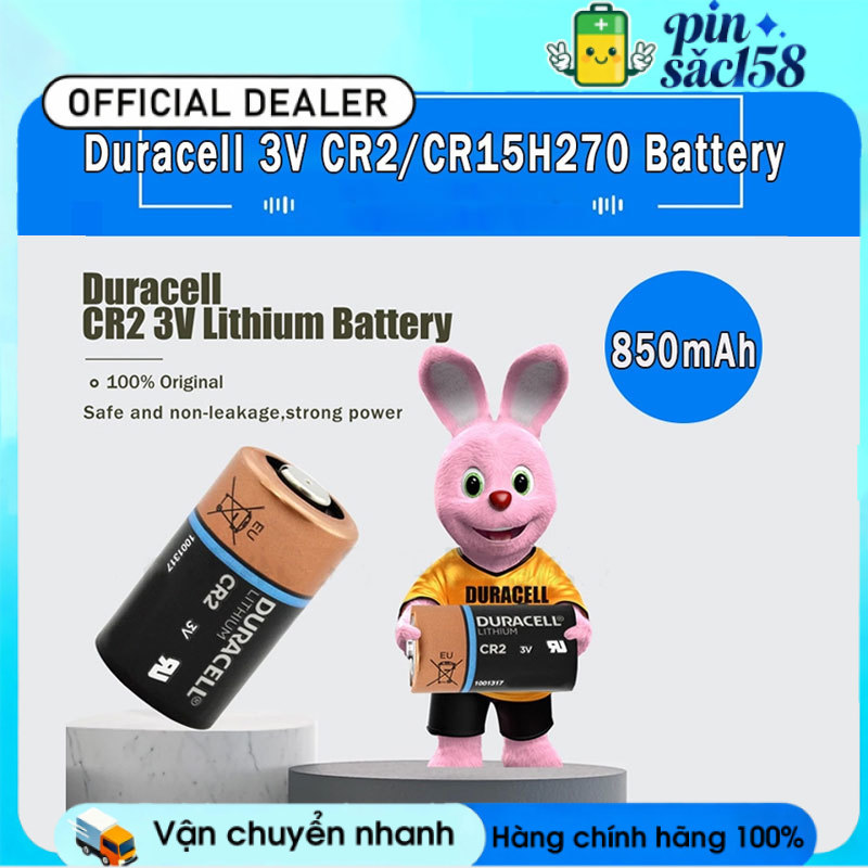 Pin Lithium Duracell CR2 3V 850mAh, pin lithium hình trụ CR-2 dùng cho máy ảnh, điện áp 3V CR2 CR15H