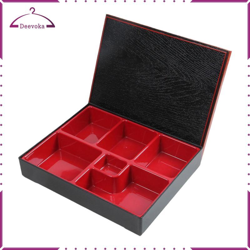 Deevoka Nhật Bản Bento Hộp Đỏ Đen Bữa Trưa Bento Hộp Đựng Thực Phẩm Hộp Bento Truyền Thống Cho Nhà H