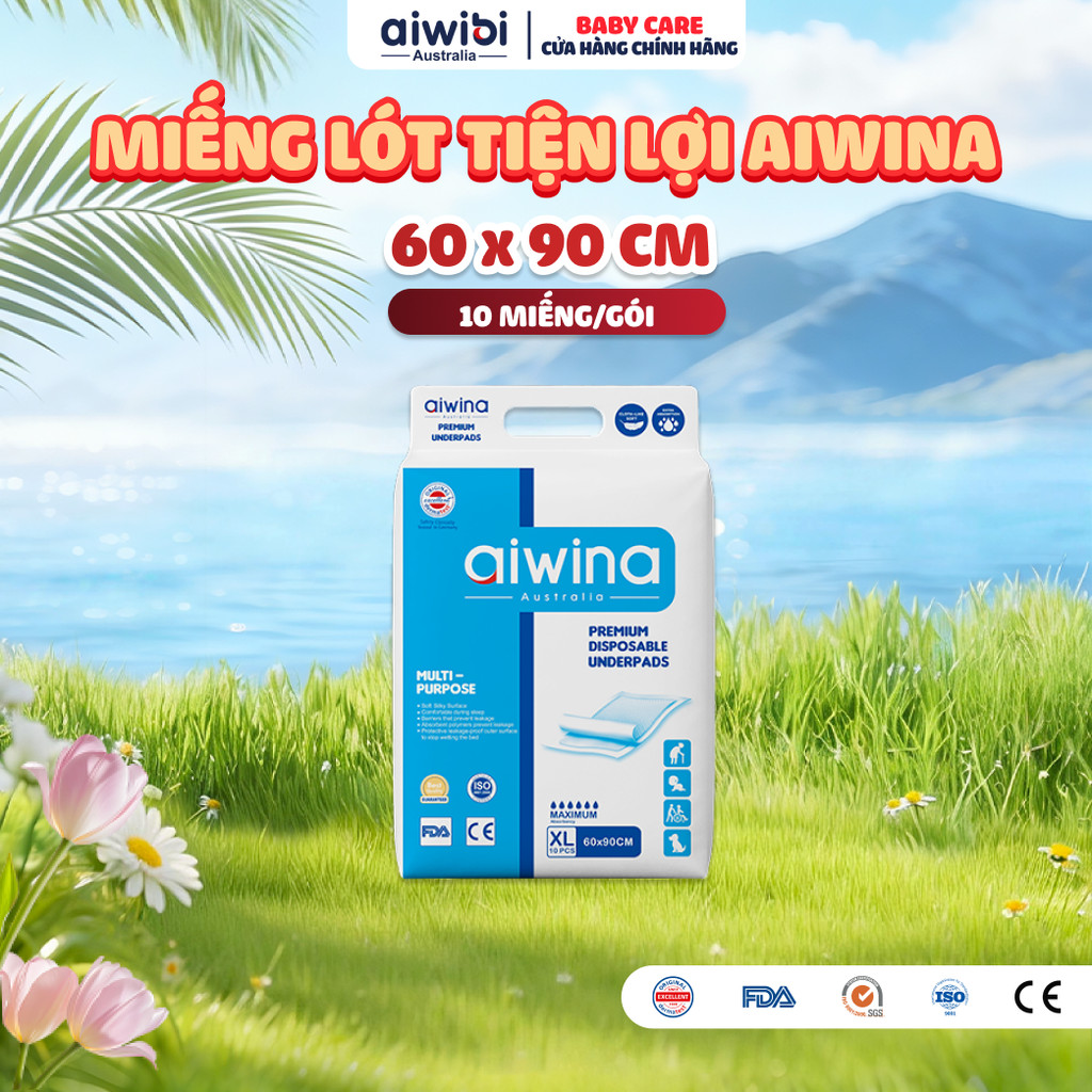 Miếng Lót Vệ Sinh Tiện Lợi Aiwina size XL (60 x 90 cm) - 10 miếng
