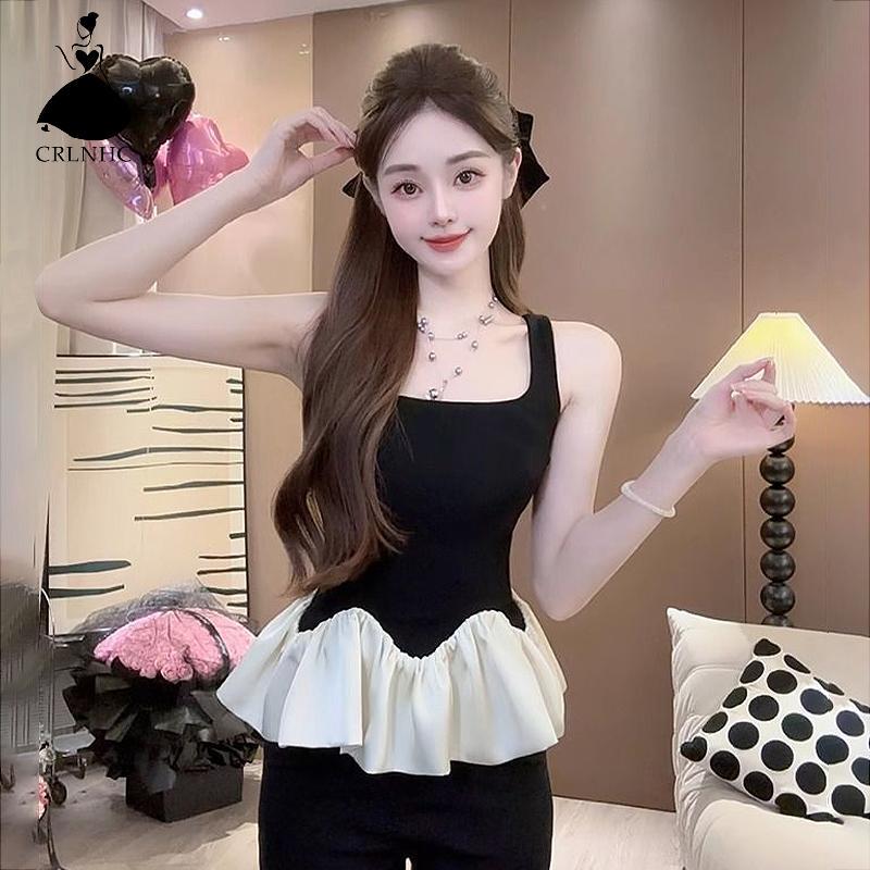 Áo vest ballet xù cổ vuông style Y2K thời trang nữ