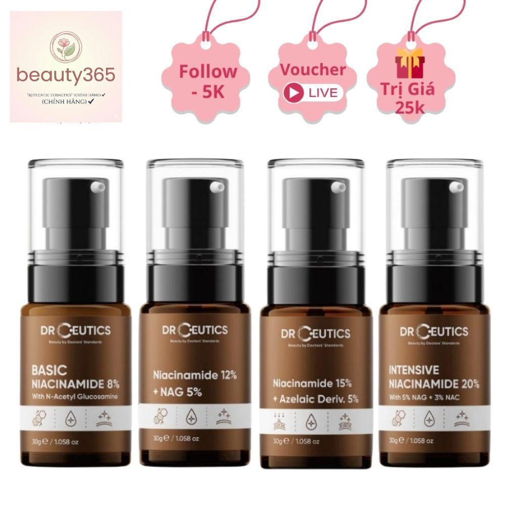 Serum DrCeutics B3 Niacinamide giảm thâm, sáng da, hỗ trợ kiềm dầu 30ml, 100ml