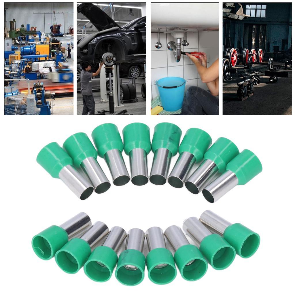Ffggg 100 Chiếc Thiết Bị Đầu Cuối Ống Tròn Cách Nhiệt Uốn Cho Dây Điện AWG 6 E16?12 Đồng PVC Xanh Th