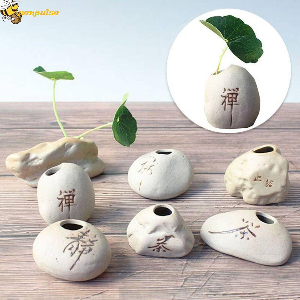 Bình hoa hình dạng ZENPULSE, Bình thủy canh Mini gốm sứ Zen thủ công, Gốm sứ cổ điển Máy tính để bàn
