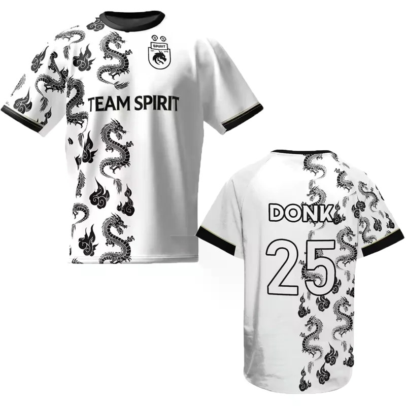 Áo Thun Jersey Donk 2025 CS2 Esports CSGO Spirit - Đồng Phục Người Hâm Mộ, Thời Trang Mùa Hè