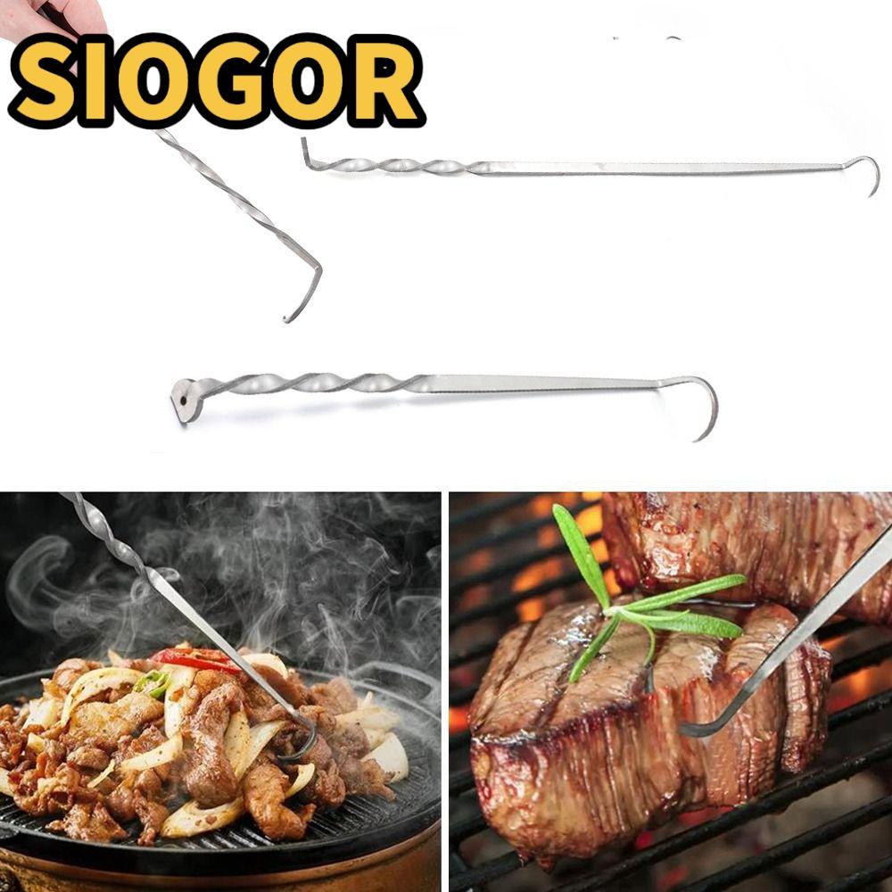 SIOGOR Móc Thịt Flipper, Nướng Ngoài Trời Cắm Trại Nấu Ăn Nướng Phụ Kiện BBQ Thực Phẩm Flipper, Nấu 