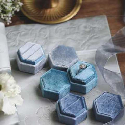 Hexagonal new product imns Jewelry box for storing velvet props, wedding ring display, velvet jewelr