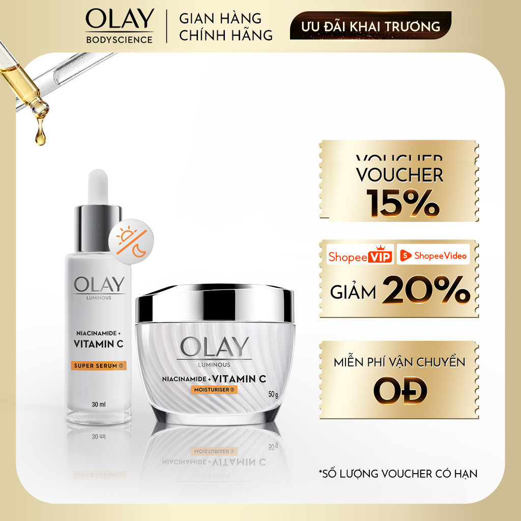 [OLAY]Combo Kem Dưỡng OLAY Luminous Niacinamide & Vitamin C 50G + Super Serum OLAY Luminous Niacinam