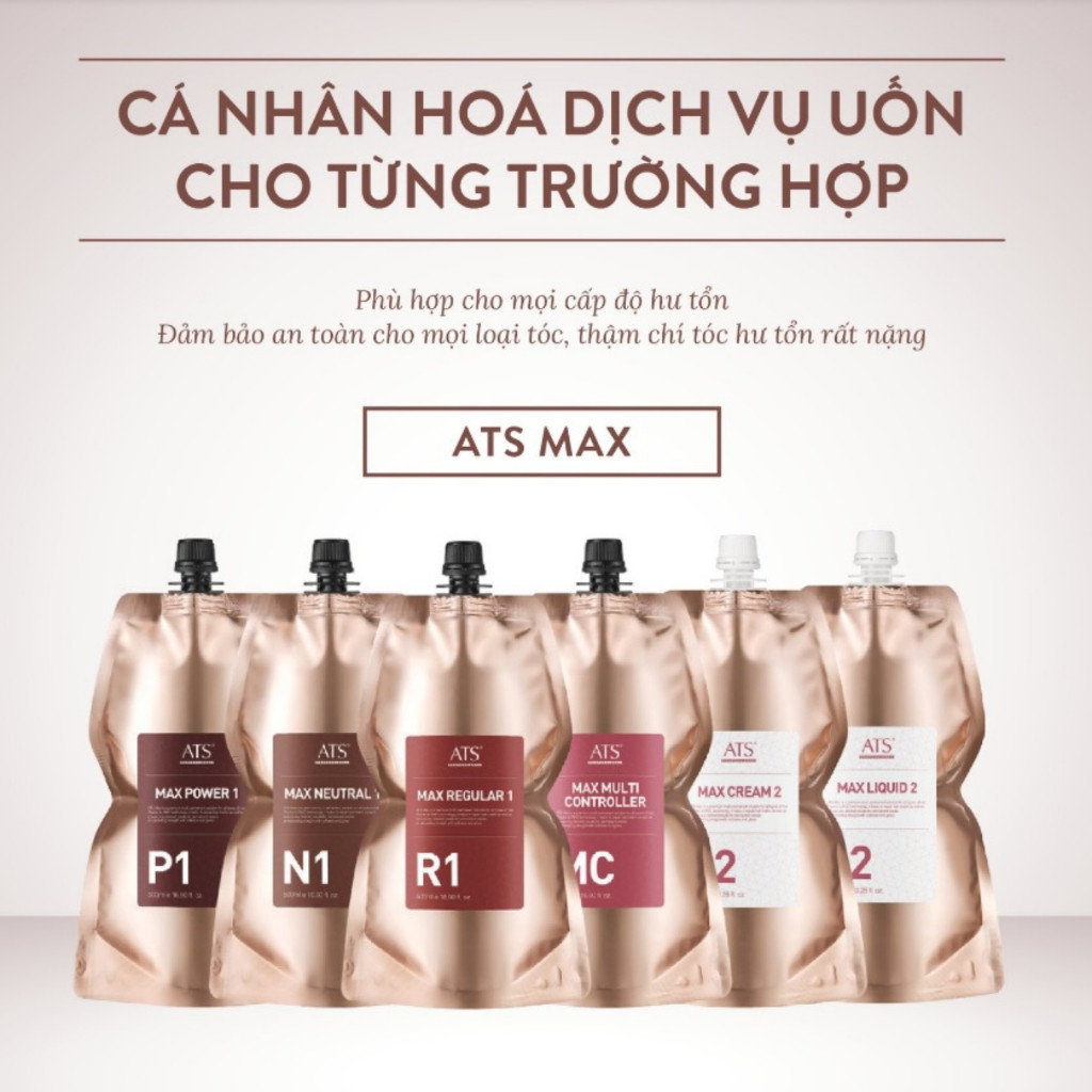Uốn (Duỗi) ATS MAX P1, R1, N1, MC, Dập Trung Hòa C2, L2 Giúp Tạo Kiểu Tóc Thẳng Xoăn Theo Nhu Cầu