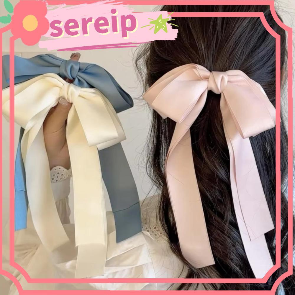 Kẹp Tóc Nơ SEREIP, Kẹp Tóc Nơ Lớn Màu Trơn Nơ Tóc, Voan Barrettes Nơ Top Kẹp Nữ