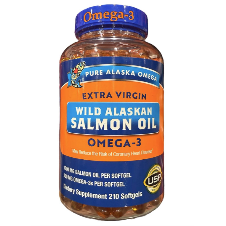 Omega 3 Pure Alaska Salmon Oil 1000mg – Dầu Cá Hồi Alaska Tự Nhiên – Bổ Tim Mạch, Não Bộ, Mắt – 210 