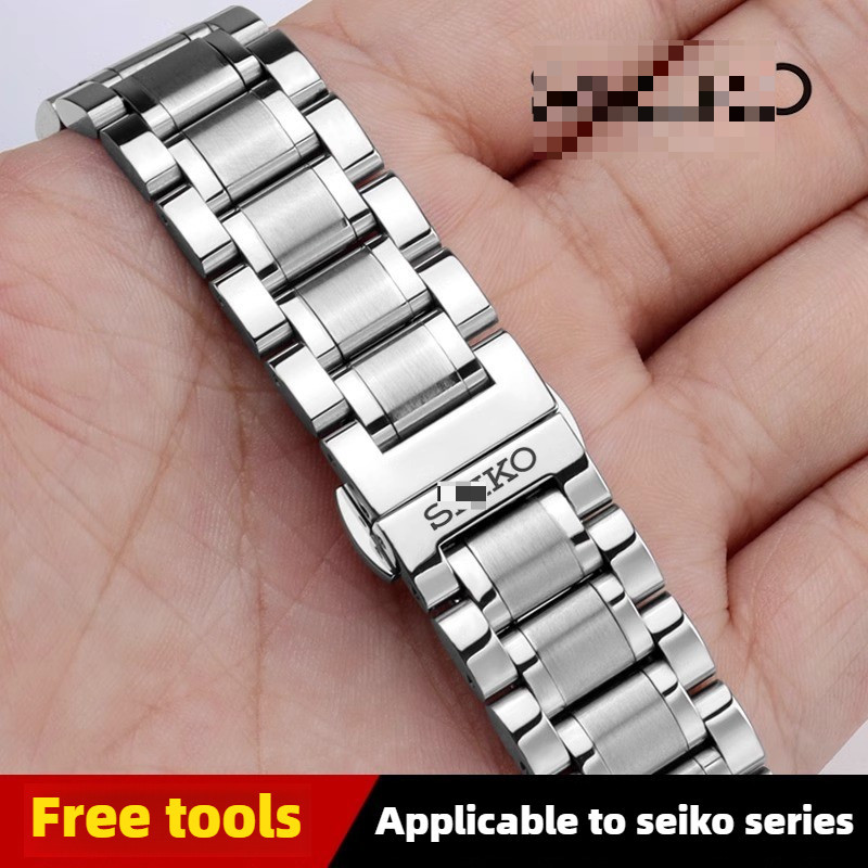 Dây đeo kim loại bằng thép không gỉ 18 / 19 / 20 / 21 / 22mm cho Sei-ko No. 5 Vòng đeo tay đồng hồ bằng thép Seiko Water Ghost Cocktail Dây đeo đồng hồ cơ đóng hộp