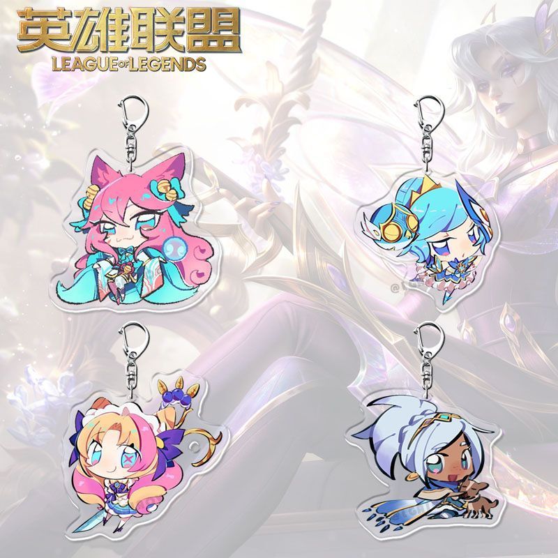 LOL Anime KeyChain Ahri Gwen Orianna Reveck Taliyah Men Key Chain for Women Creative Cartoon Figure 