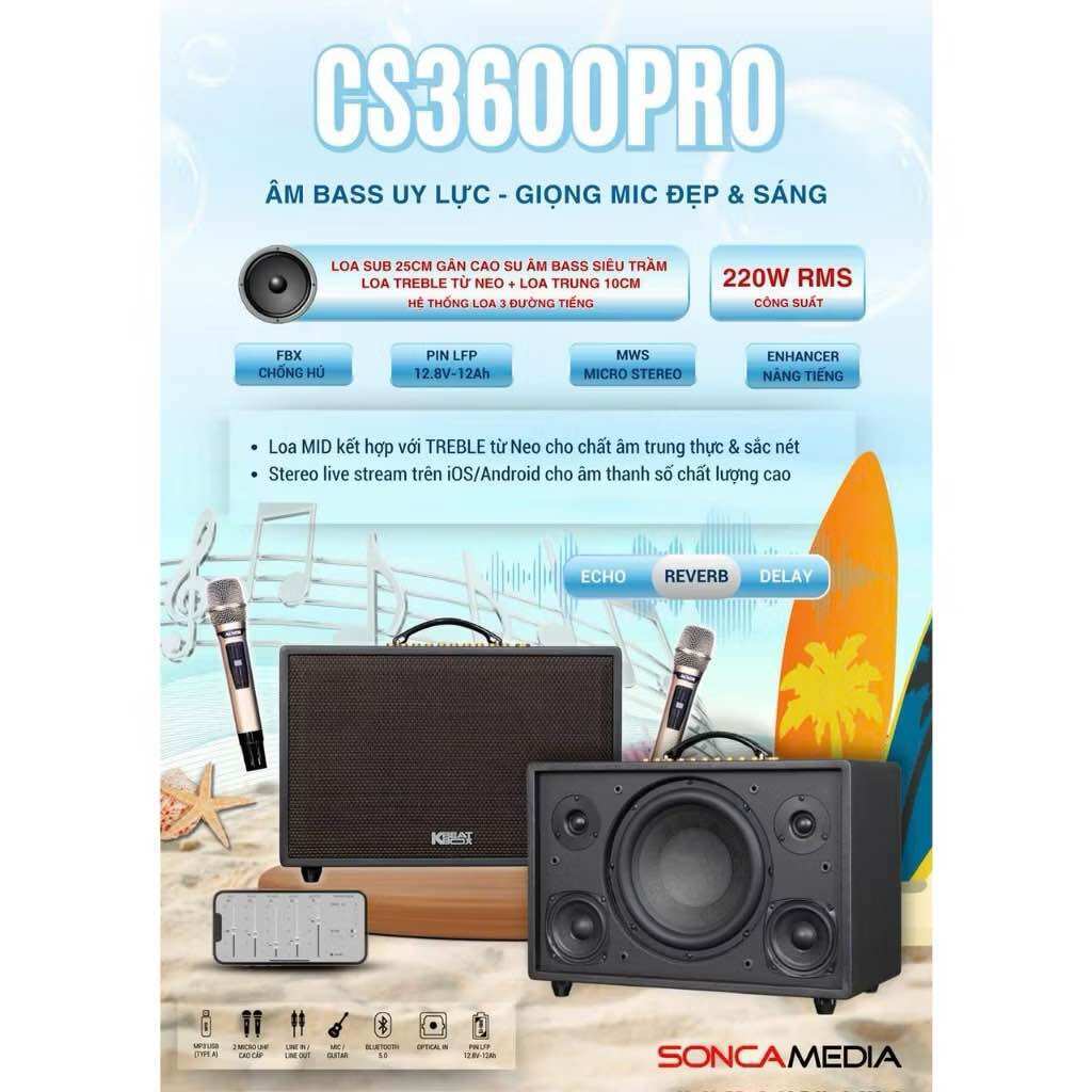 [CS3600PRO] Dàn âm thanh di động xách tay ACNOS CS3600 RPO- Hàng chính hãng Acnos Bảo hành 12 tháng.