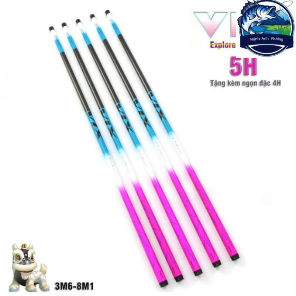 "Cần câu tay HUA MX / VIX cứng 5H, hoàn hảo cho câu rô diếc, kèm ngọn phụ chất lượng cao."