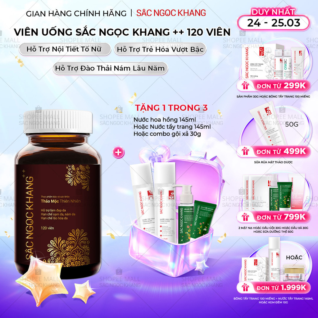 Viên Uống Đẹp Da Sắc Ngọc Khang ++ (120v) cao cấp giúp chống lão hóa, mờ nám sạm tàn nhang, cân bằng nội t