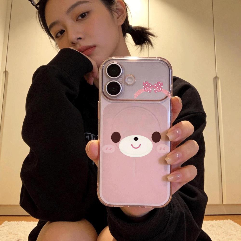 Màu hồng Bowknot Đàu với iPhone 17ProMAX Corning Case Soft Case 16promax Case  Đơn giản