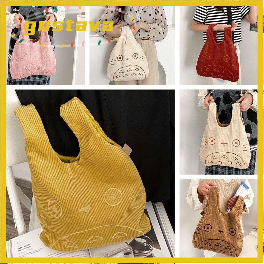 GUSTAVA Hoạt Hình Totoro Dành Cho Nữ Nữ Vải Cotton Shop Shop Thời Trang Ví Vải Túi Xách