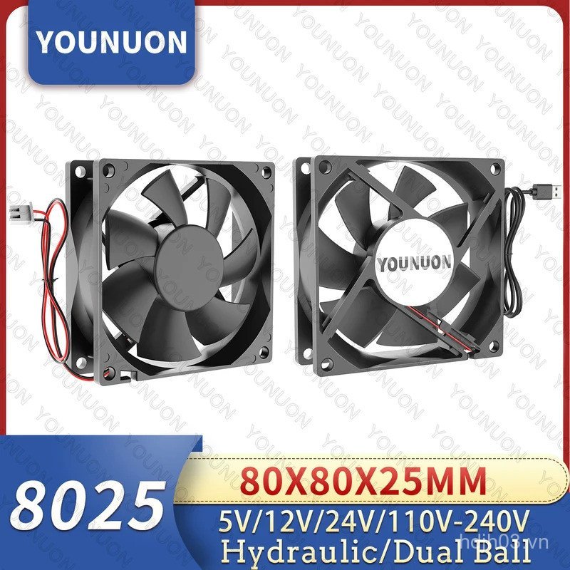 2 CHIẾC 5500RPM 80mm 8cm 8025 Quạt 5V 12V 24V 80mm * 80mm * 25mm Quạt 2800RPM Quạt làm mát không chổ