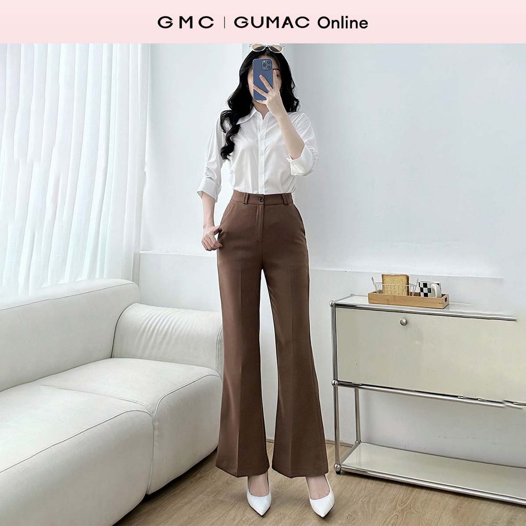 Quần tây nữ dáng ống loe phối con đỉa đôi túi xéo hai bên thời trang GUMAC LQF0907