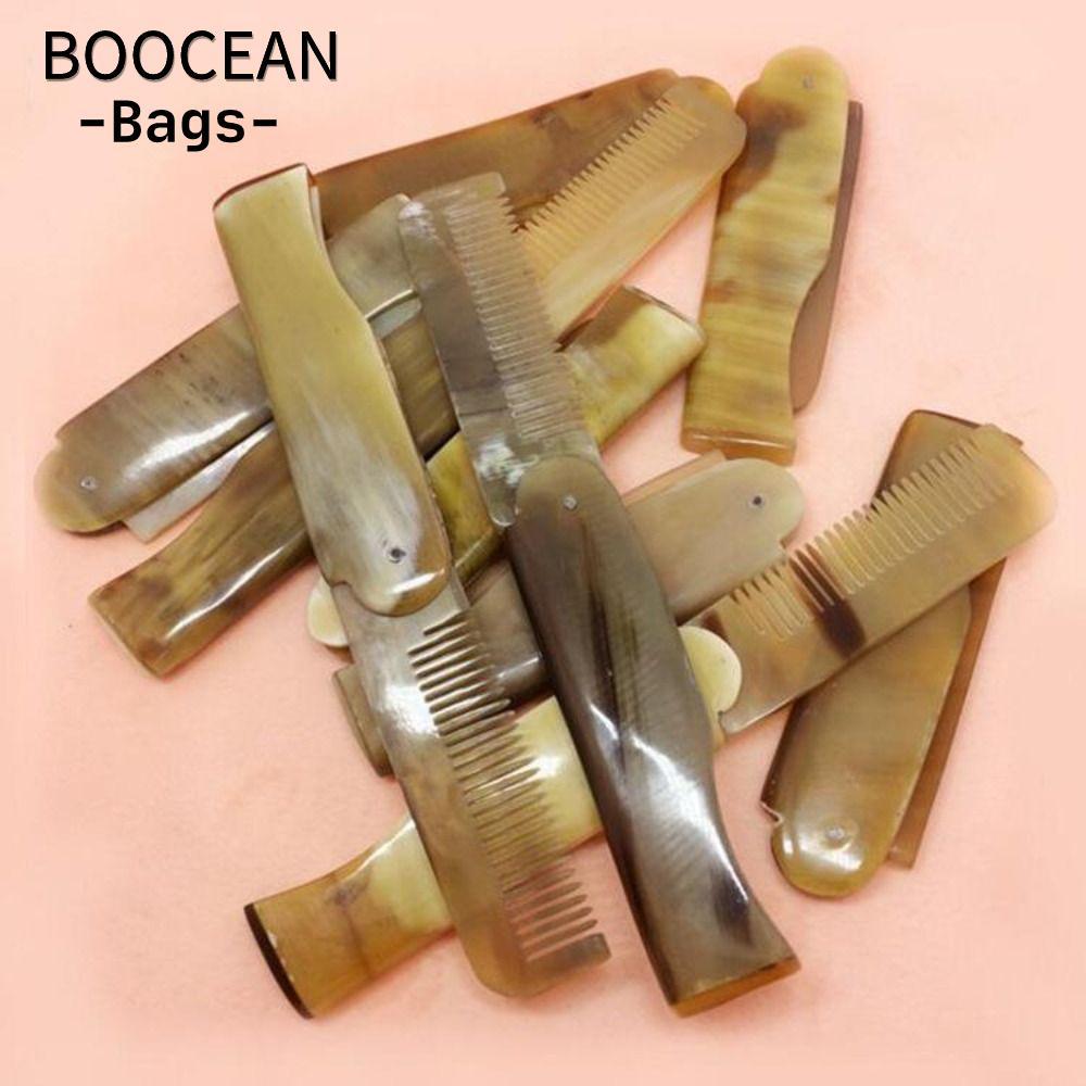 BOOCEAN 2 Chiếc Bàn Chải Tóc Có Thể Gập Lại, Lược Sừng Bò Chống Tĩnh Điện Du Lịch Nhà, Túi Di Động N