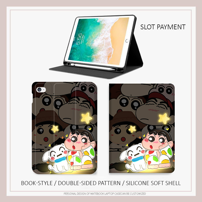 Bao da iPad  Glowing Crayon Shin-chan - Ốp lưng gấu ôm cho Air 4/5/6 M3, iPad Gen 11 A16 - Chống sốc