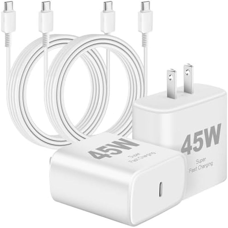 Bộ sạc siêu nhanh Samsung 45W USB C Bộ sạc điện thoại Android, 2 gói 10FT Bộ sạc Samsung Dây sạc nha