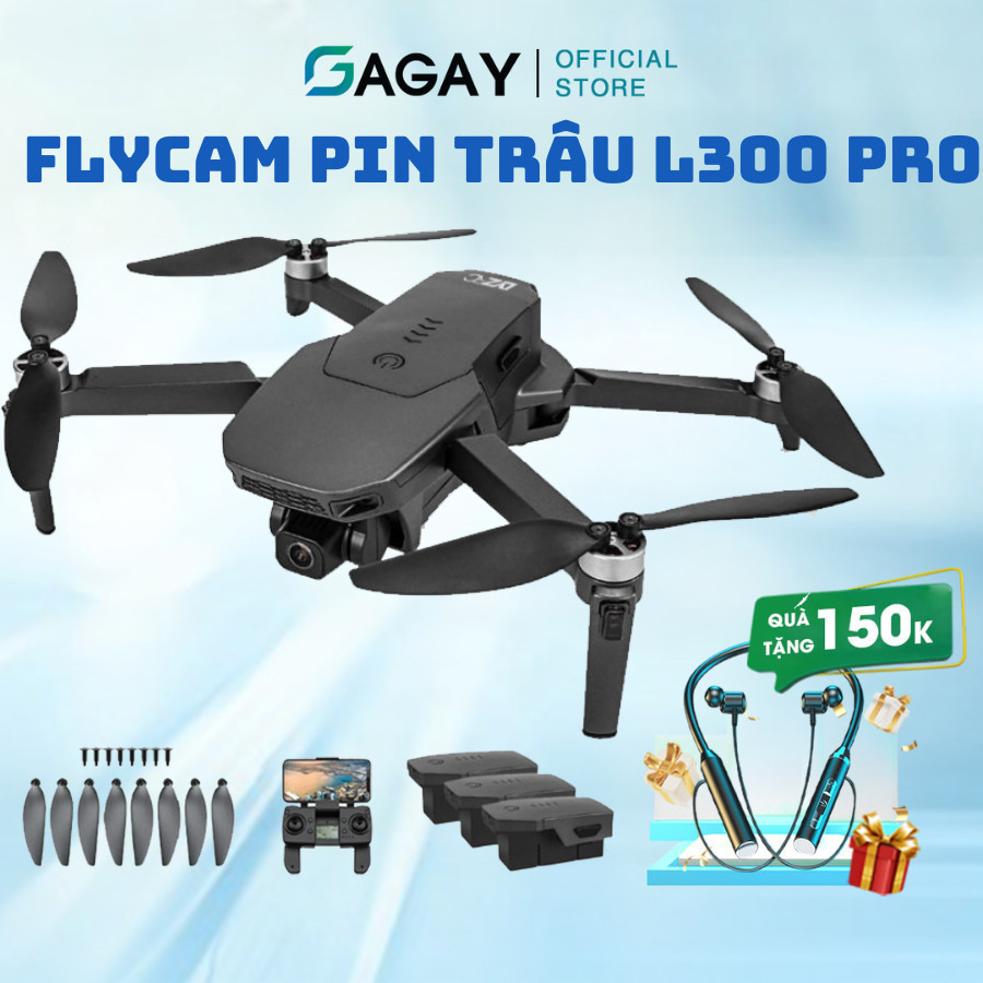 Flycam mini cao cấp L300 PRO, máy bay điều khiển từ xa có GPS, có gimbal chống rung, thời lượng pin 