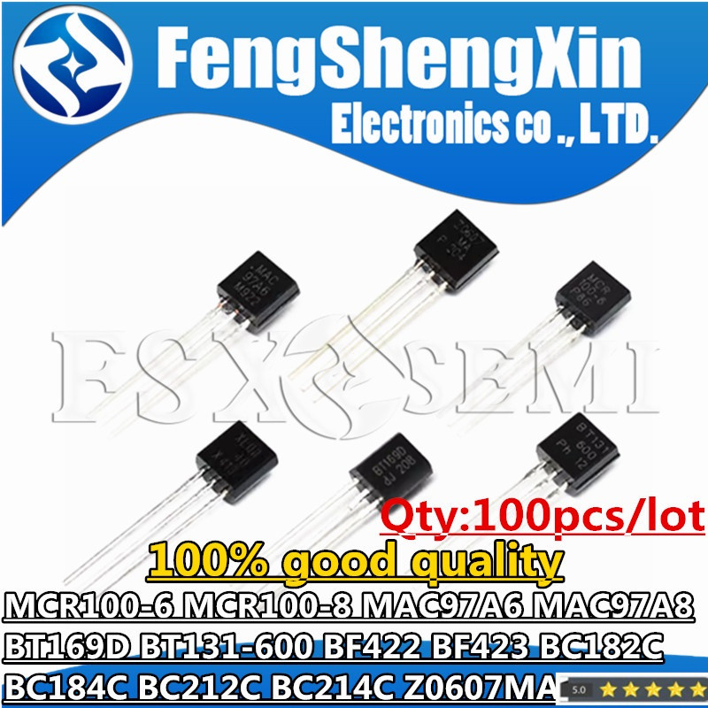 100 Miếng MCR100-6 MCR100-8 MAC97A6 MAC97A8 BT169D BT131-600 BF422 BF423 BC182C BC184C BC212C BC214C