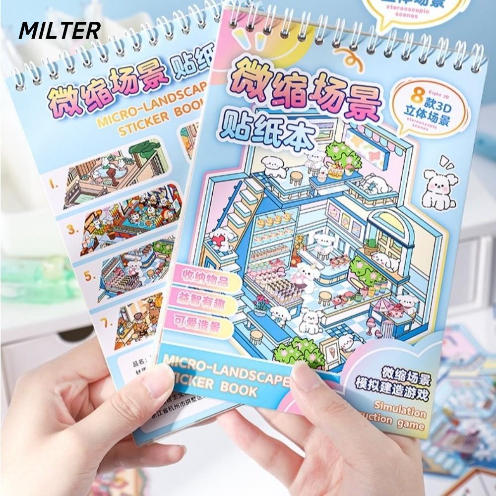 Sách dán phong cảnh MILTER, Nhãn dán bỏ túi cảnh Cabin hoạt hình DIY, Ngôi nhà thu nhỏ PET Sách cảnh