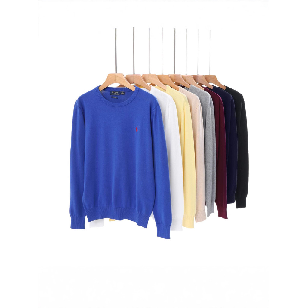 IOVI RL Old Money Style Pony Embroidery Thin Knitted Pullover Sweater Classic Casual Couple Style