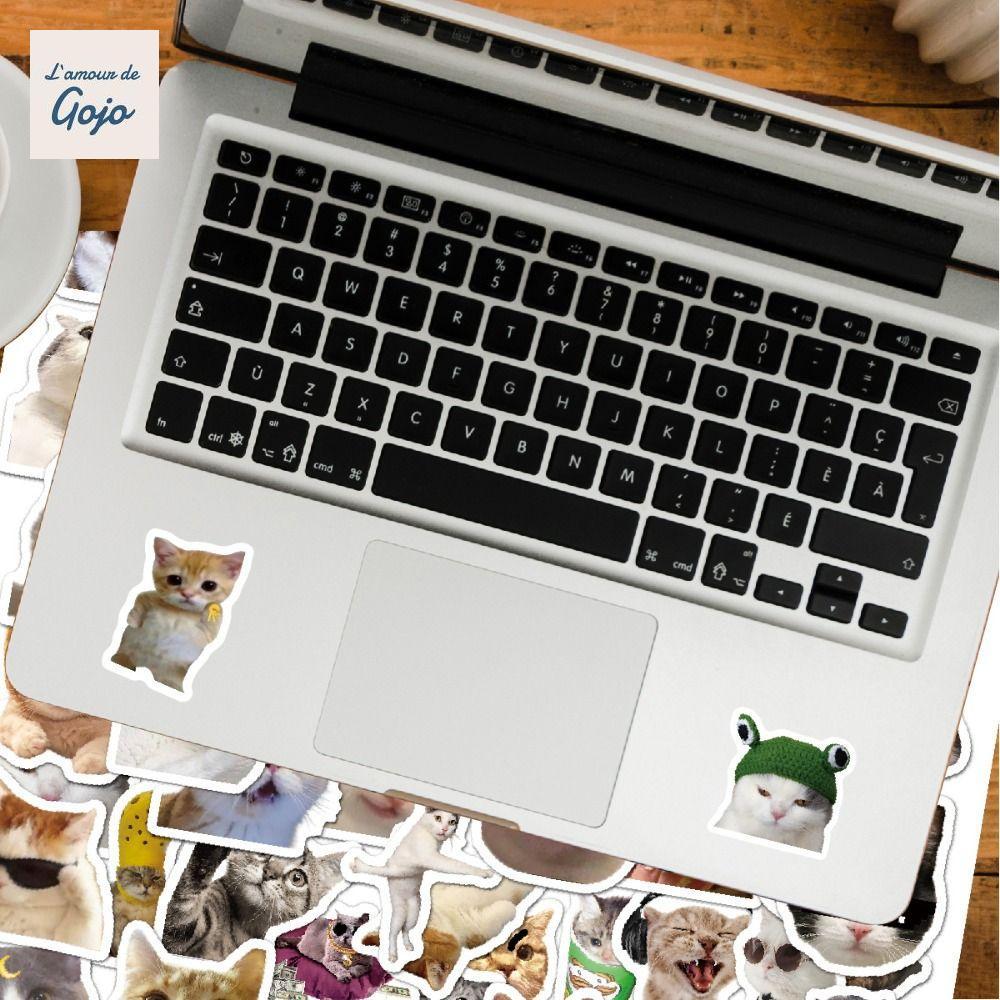 GOJO 50 Miếng Dán Mèo Meme, Miếng Dán Kitty Vui Nhộn Dễ Thương, Đề Can Hành Lý Đồ Chơi Giấy DIY Hình