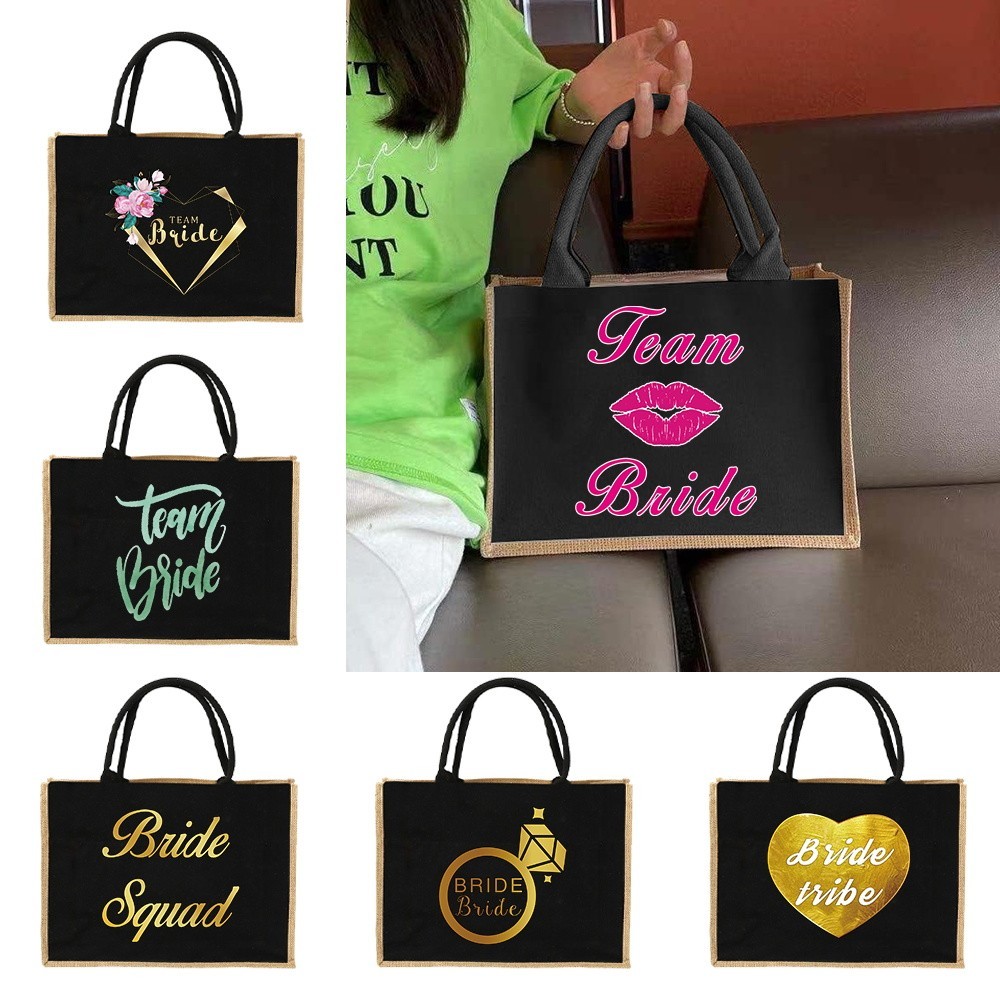 Jute Bag Handbag Bag Sacks Jute Imitation Linen Bags Women Shopping Bags Designer Tote Bags Bride Pa