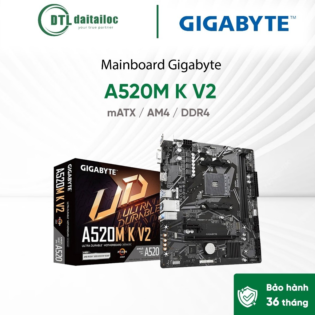 Mainboard Gigabyte A520M K V2 mATX / AM4 / DDR4 | Chính Hãng | Bảo hành 36 tháng