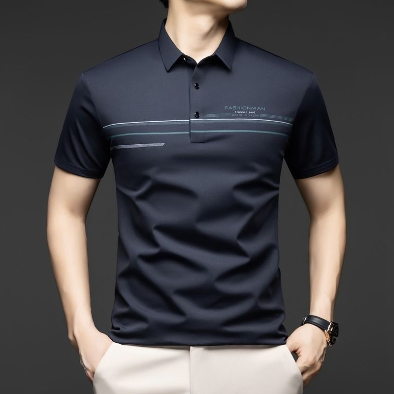 Nam Short Sleeve Modern Stripe Outfit - Thích Hợp Mặc Hàng Ngày