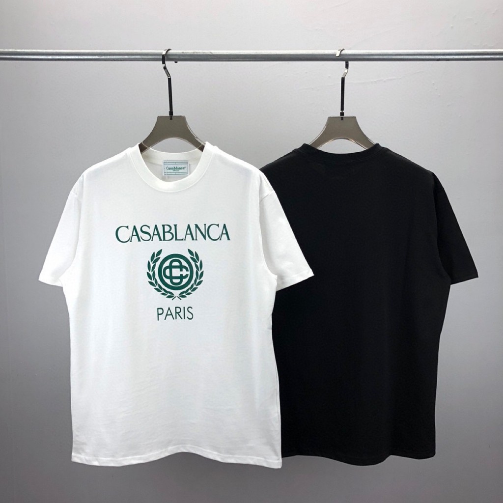 MMMB  CASABLANCA  Short Sleeve T Shirt Chest Wheat Ear Pattern Design Unisex Inner Cotton