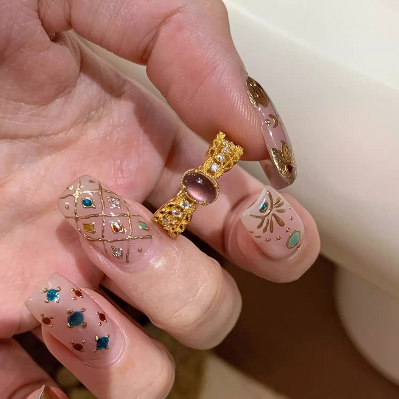 Nhẫn Eggs Dove Vàng Nữ Retro Rỗng Màu Tím Dreamy 2026.1.12