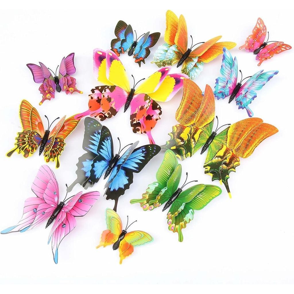 Trang trí tường bướm 72 CÁI, Nhãn dán bướm 3D để trang trí tiệc có nam châm (Nuốt, 72) WPIS
