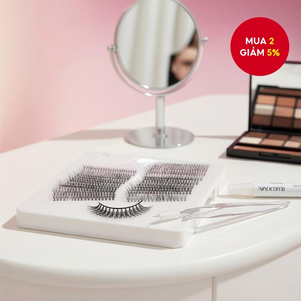 Bộ Kit 30D Cụm Mi Cụm DIY Nối Mi Lông Vũ 8-16mm, 200 Cụm Mi C&D Cong.